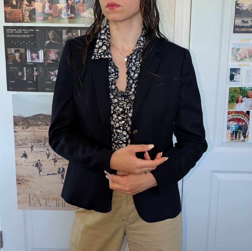J. Crew 'Schoolboy' Navy Wool Blazer